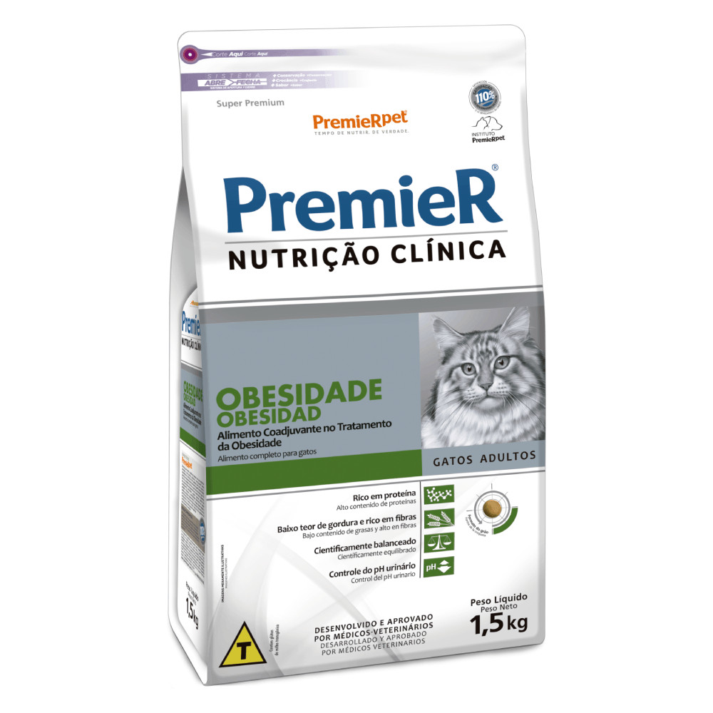 Ração para gato adultos Premier Nutrição Clínica Obesidade 1,5kg