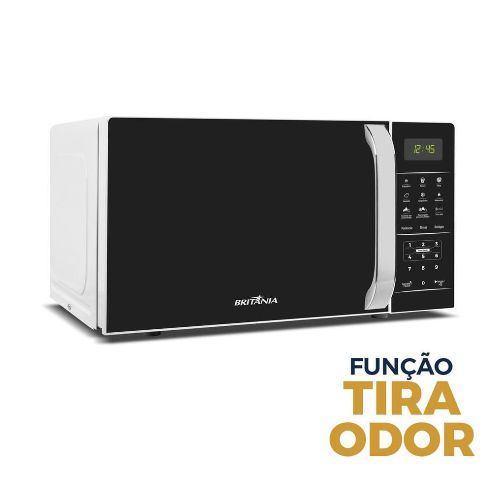 Detalhes do Micro-ondas Britânia 20L Preto Pintura Limpa Fácil BMO23