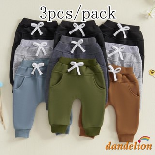 3 Unidades/Pacote Bebê Meninos Moletom Cor Sólida Cintura Elástica Calças Compridas Casuais Para 0-3 Anos em Oferta na Shopee