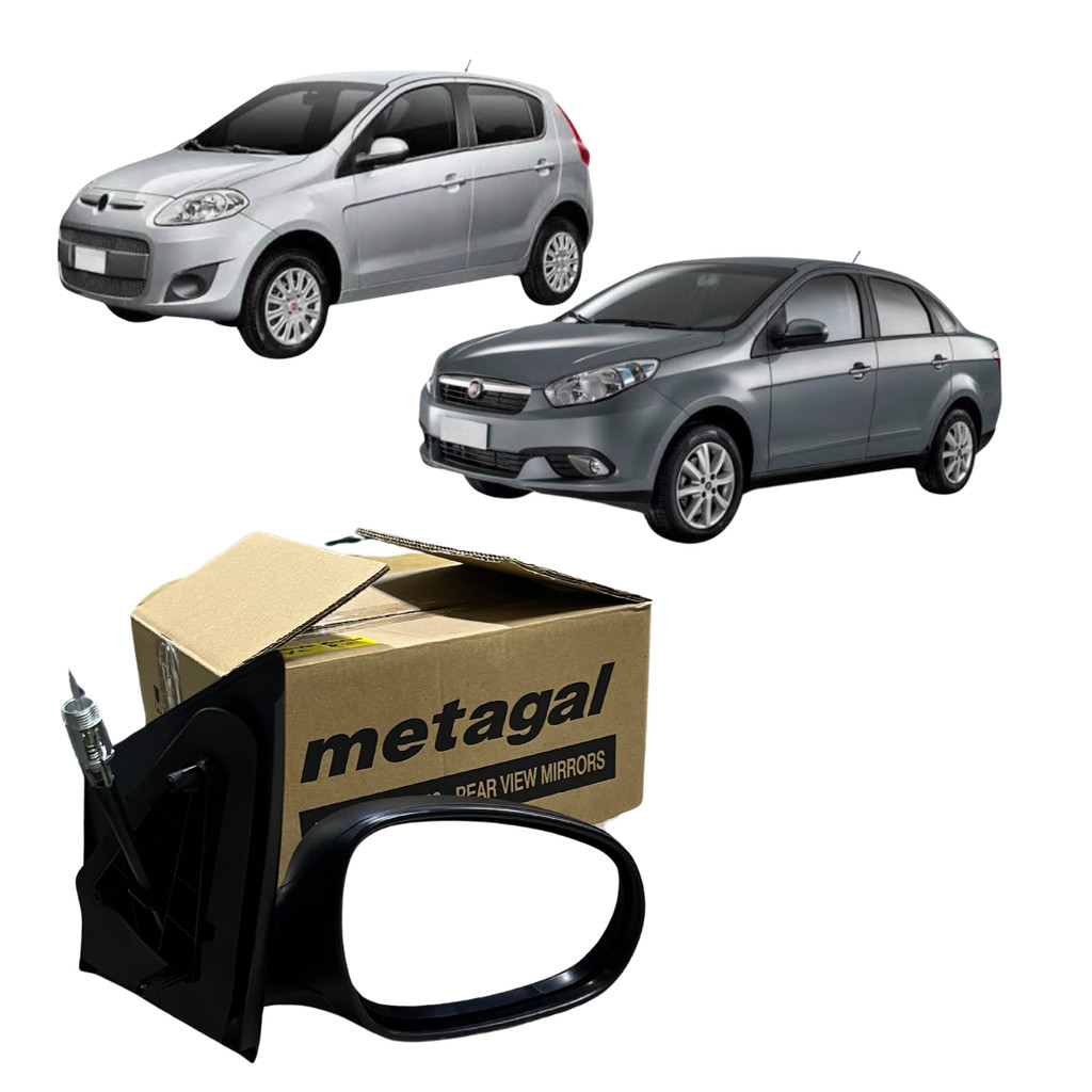 KIT RETROVISOR ORIGINAL + LENTE  NOVO PALIO GRAND SIENA 2012 2013 2014 A 2021 COM CONTROLE LADO DIREITO