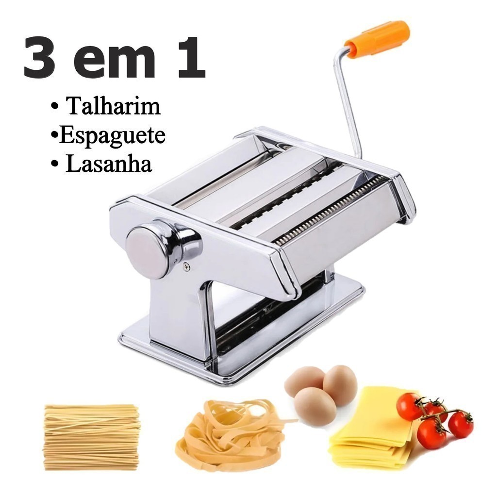 Máquina De Macarrão Cilindro Aço Máquina De Massa Caseira Utensilio Para Macarrão Espaguete Talharim em Oferta na Shopee