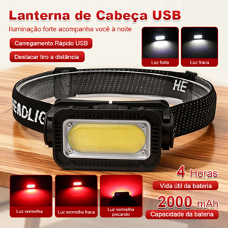 Prática E Potente: Lanterna De Cabeça Recarregável  Lanterna de Cabeça com Sensor de Recarregável à Prova D'água em Oferta na Shopee
