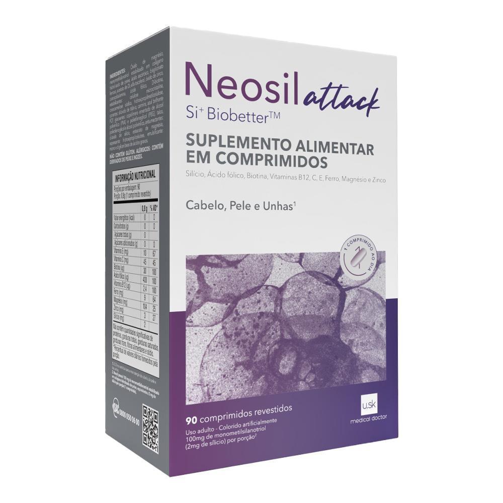 Neosil Attack Under Skin Suplemento Alimentar Cabelos, Unhas e Pele 90 Comprimidos em Oferta na Shopee