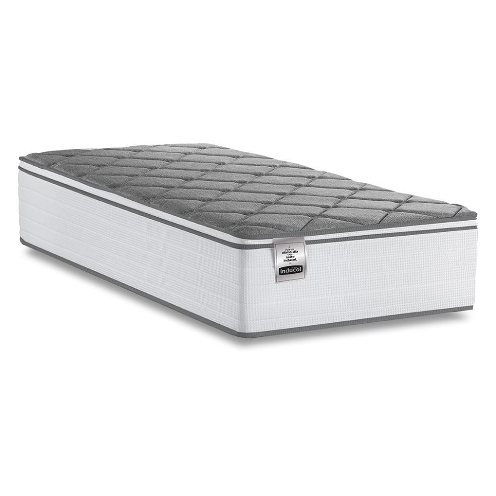 Colchão Solteiro Molas Com Pillow Max Force 88x188x27cm Branco/Cinza Inducol - Suporta Até 200 Kg em Oferta na Shopee