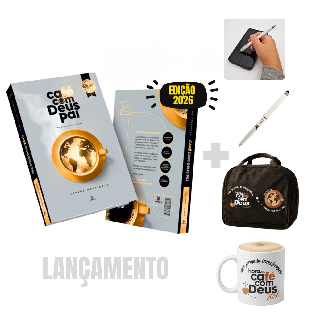 Kit Café Com Deus Pai 2026 | Livro | Caneca | Bolsa | Caneta | Escolha seu kit em Oferta na Shopee