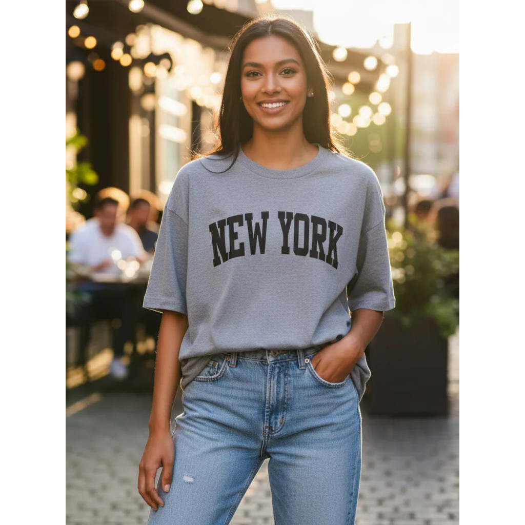 Camisa feminina New York Streetwear Brooklyn Lançamento Camiseta 100% Algodão 30.1 Estilo Gringa Leve Verão