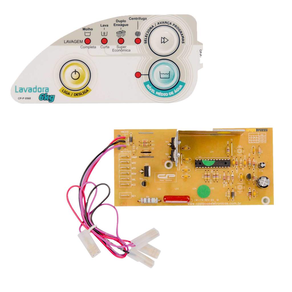 Kit Placa + Adesivo Para Lavadora Consul Pratice 6Kg CWE06A CWE06B CWE06