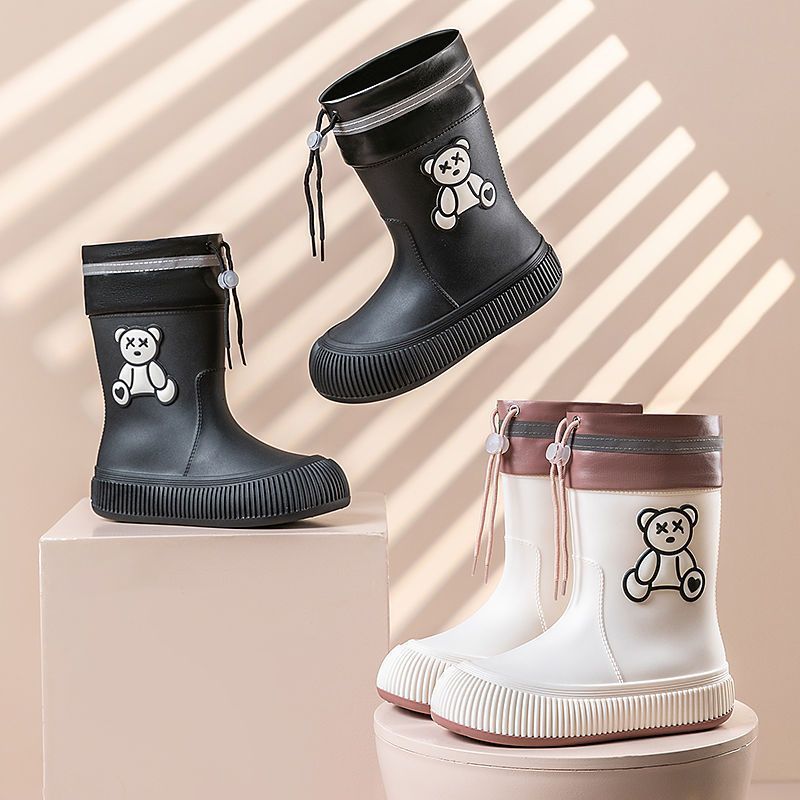 Botas de chuva novo estilo feixe boca moda feminina sapatos de água antiderrapante impermeável velo-velo botas de chuva 