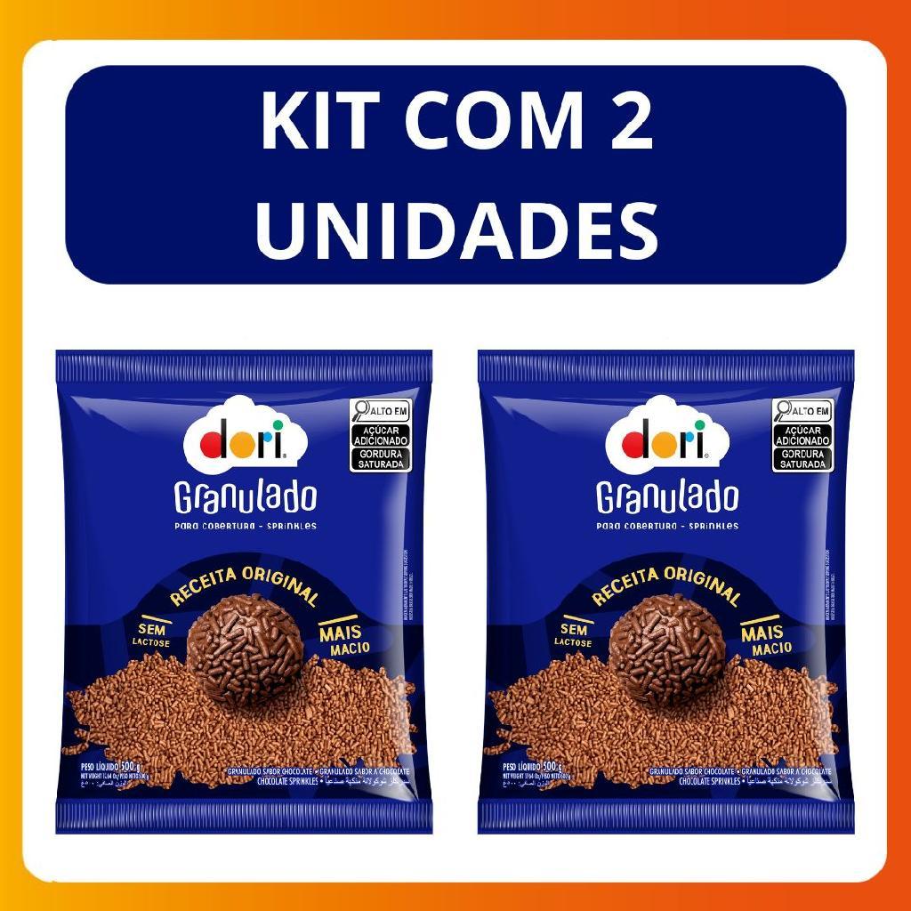 Kit C/2 Unidades Chocolate Granulado Dori 500g Confeitos Macios