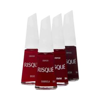 Kit 4 Esmaltes Risqué Tons Vermelhos Cremosos Hipoalergênicos em Oferta na Shopee