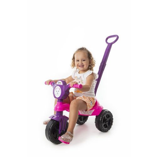 Carrinho Pedal Infantil Kemotoca Gatinha Haste Guia Passeio Seguro Conforto Criança