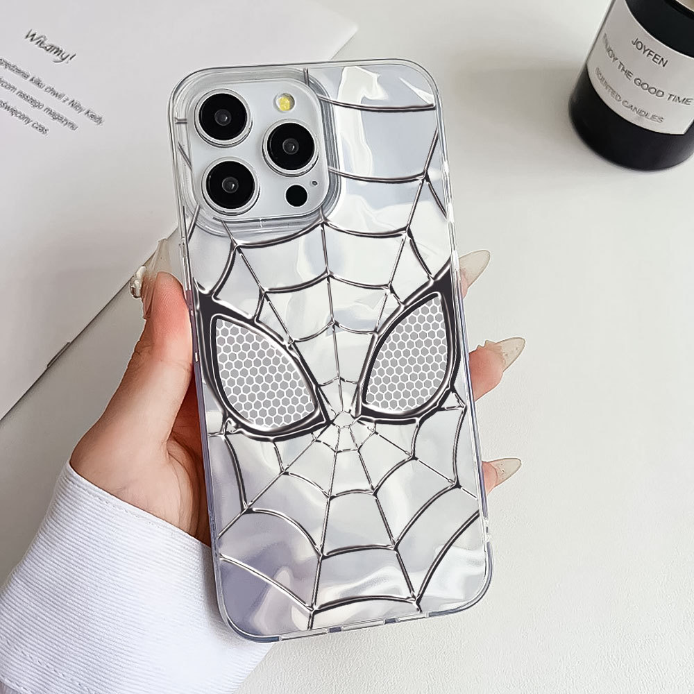 Capa Capinha Para Samsung Galaxy A03 A05 A06 A10S A10 A11 A12 A13 A15 A14 A16 Prata Brilho Marvel Homem-Aranha Web