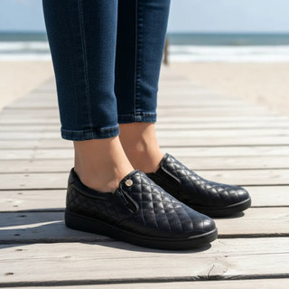 Tênis Feminino Casual Confortável Macio Calce Fácil com Zíper Calce Fácil Original