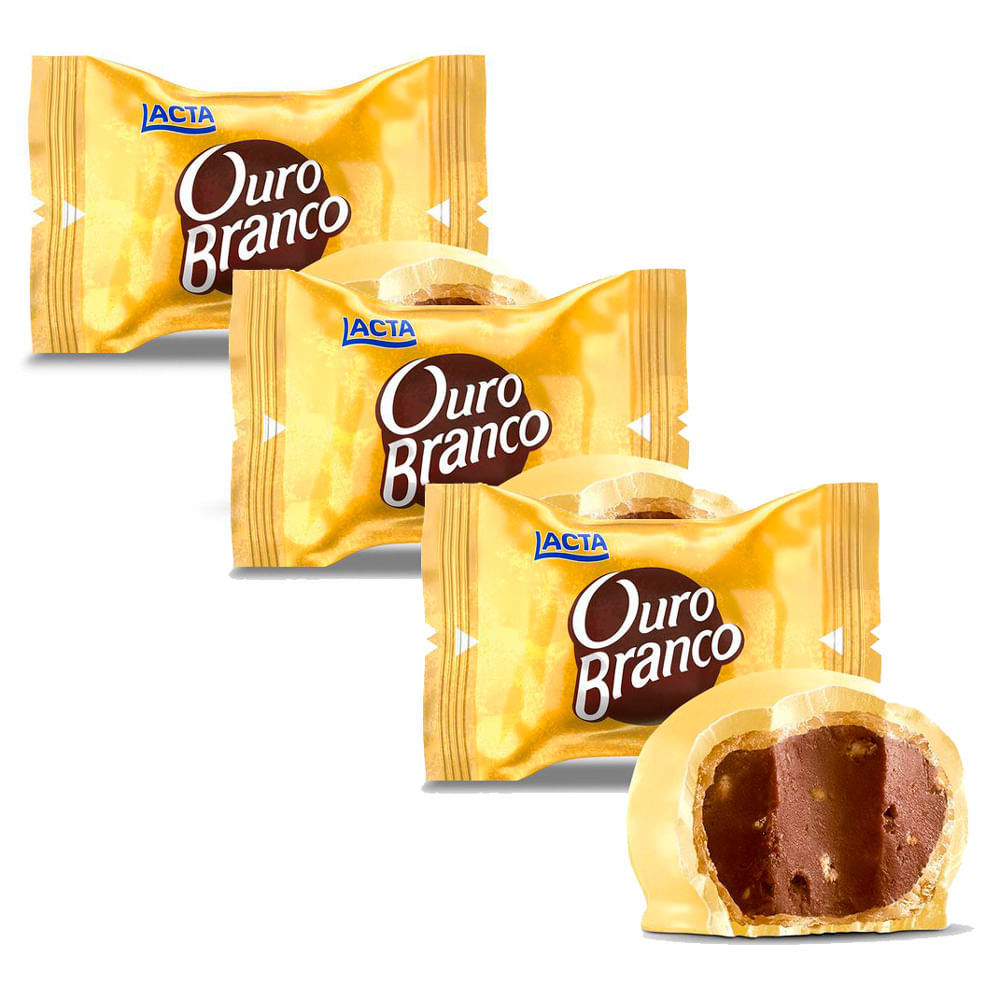 Kit 3 Bombom Lacta Ouro Branco 1 Unidade de 20g