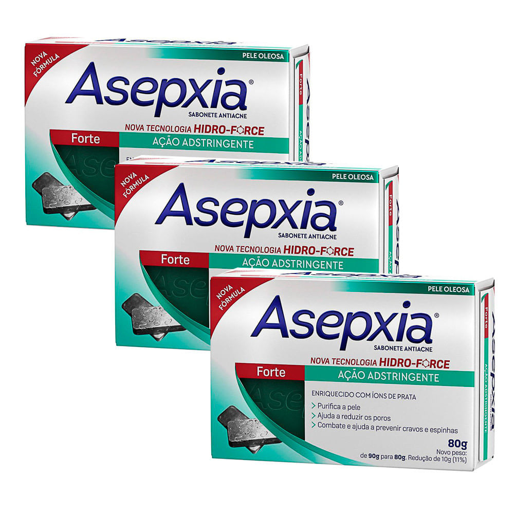 Kit 3 Sabonete Asepxia Fórmula Forte 80g em Oferta na Shopee