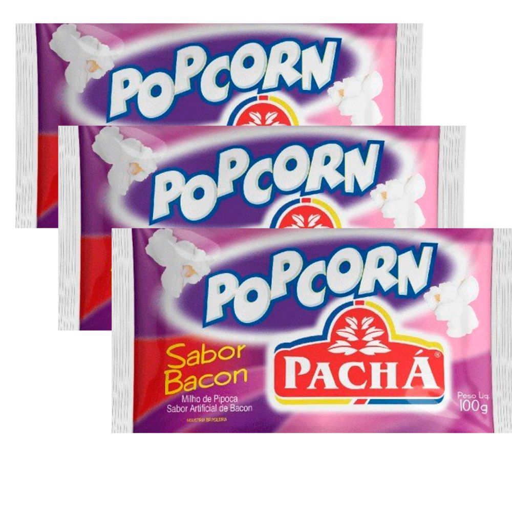 Kit 3 Pipoca para Microondas Pop Corn Pachá Sabor Bacon 100g em Oferta na Shopee