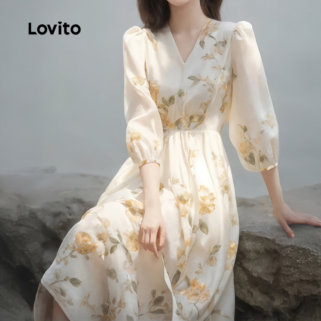 Lovito Vestido Casual De Natal Com Zíper, Toque Suave, Primavera/verão, Para Mulheres L145LD078