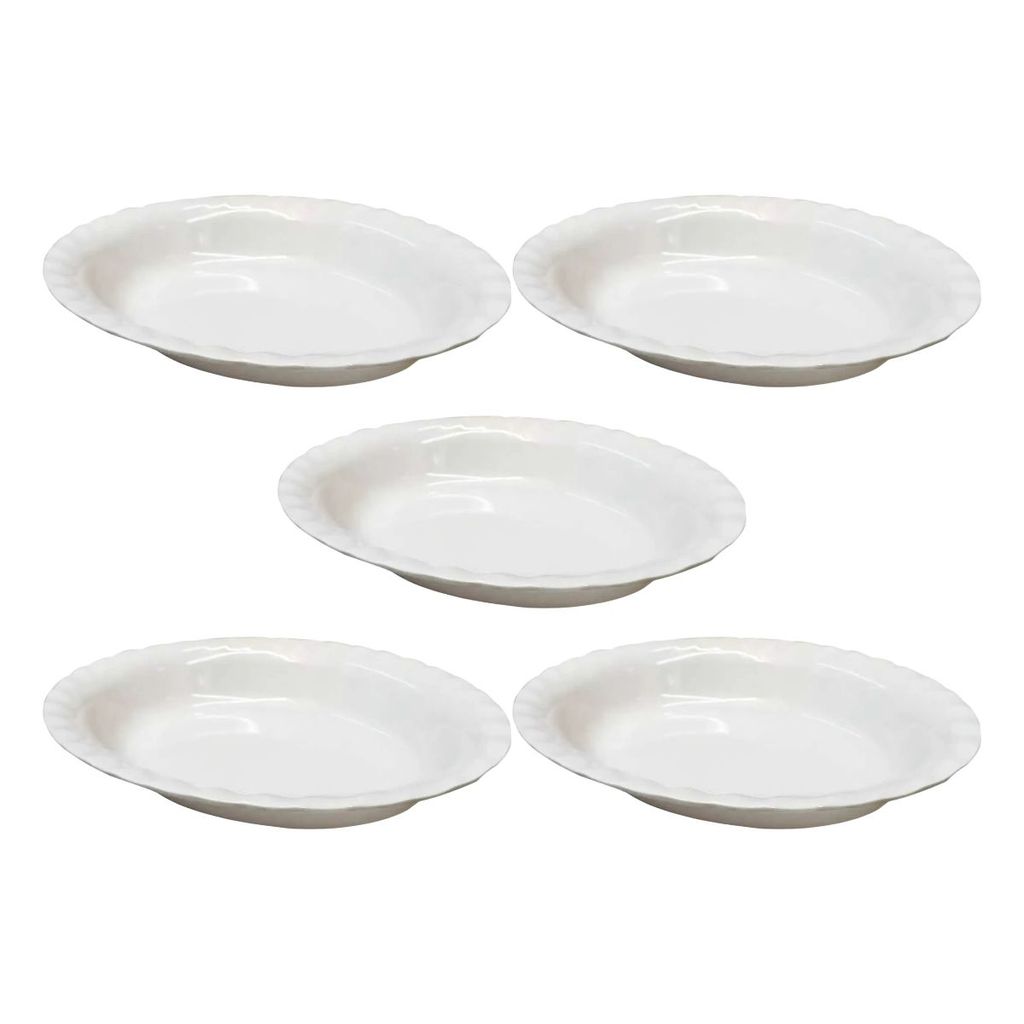Jogo Travessa Oval De Melamina Branca Funda 5 Peças 26,00 X 20,00 Cm Kit 5 Bandeja Saladeira Bestfer