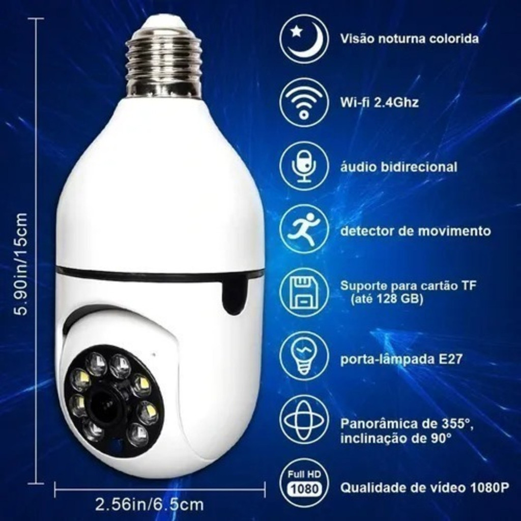 Câmera Ip Giratória 360° Com Visão Noturna E Wi-fi — imagem 2 de 2