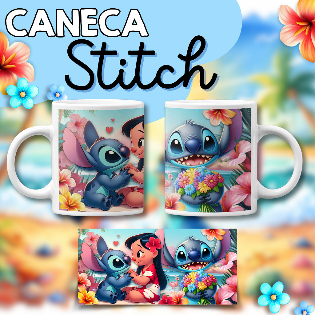 Caneca Xicara Stitch Lilo Ohana Desenho Criança Menino Menina Presente Amiga Amigo Mãe Fã Série Televisao