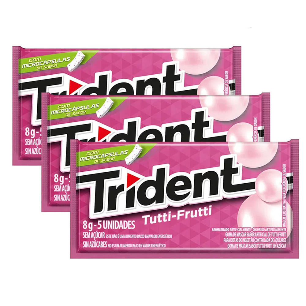 Kit 3 Chiclete Trident Tutti Frutti Sem Açúcar 8g em Oferta na Shopee
