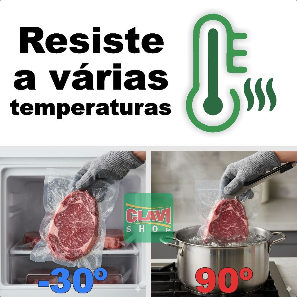 Saco Embalar a Vácuo Embalagem Lisa Sem Ranhura Alimentício Resistente Profissional [Escolha Medida nas Opções]