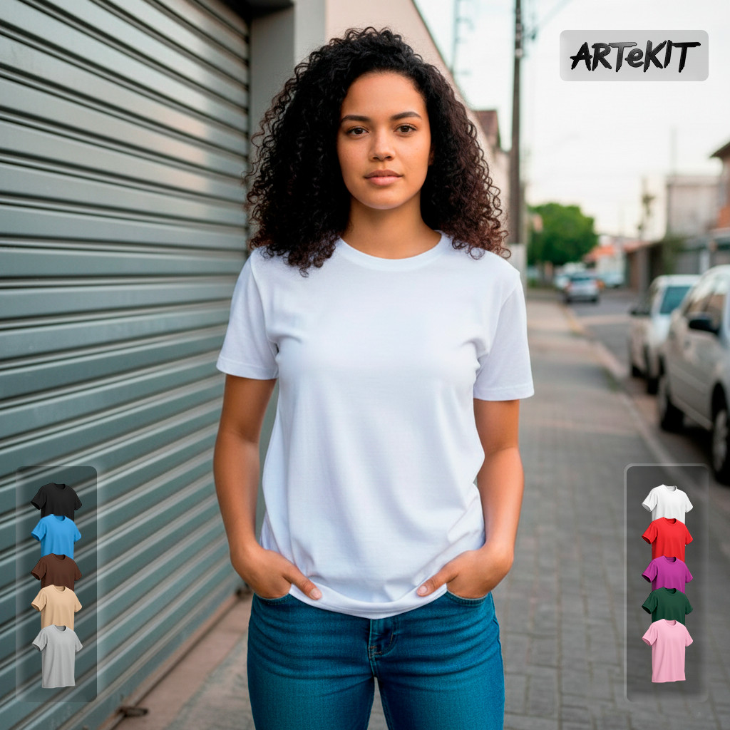 Camiseta Branca Feminina Básica Lisa algodão, Camiseta Branca Básica.