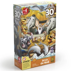 QUEBRA CABEÇA ARCA DE NOÉ 30 PEÇAS GROW PUZZLE PARES ANIMAIS BICHO BÍBLIA MAR NAVIO JESUS FAMÍLIA