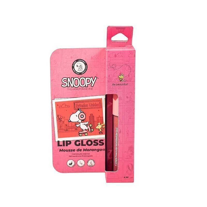 Lip Gloss Mousse de Morango Snoopy Ticiane Pinheiro 4ml em Oferta na Shopee