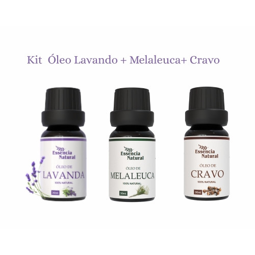 Kit 1-Unidade Óleo de Lavanda+ 1 Unidade de Melaleuca e 1-Unidade de Rosa Cravo 30ml Essência Natural