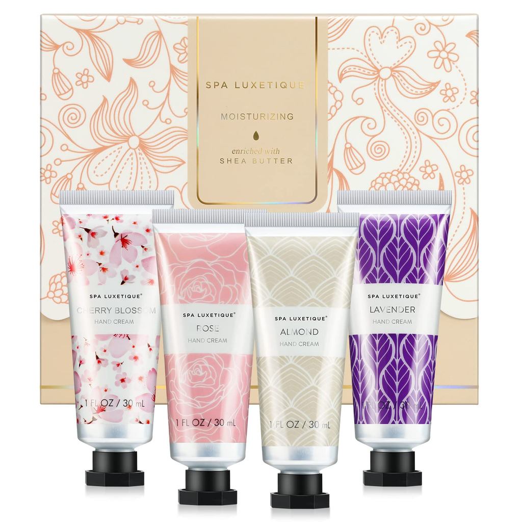 Conjunto de Creme para as Mãos Spa Luxetique Pacote de 4 Loção para as Mãos Conjunto de Presente de Natal Enriquecido co