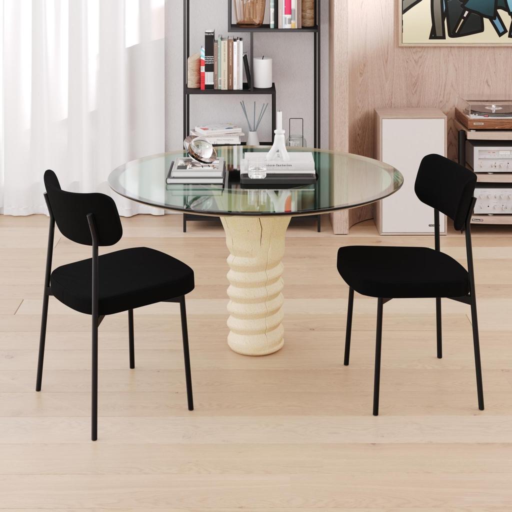 Conjunto 4 Cadeiras de Jantar Mynna Veludo  Est.Preta em Oferta na Shopee