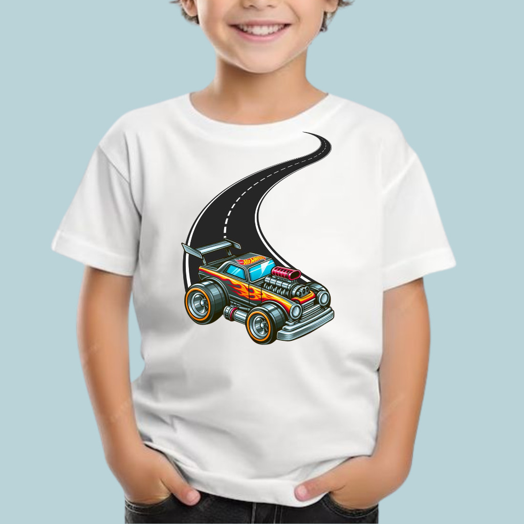Linda T-shirt Camiseta CAMISETA CAMISA BLUSA TSHIRT ESTAMPADA CARRINHO CARRO DESENHO HOT WHEELS MODA INFANTIL JUVENIL Bl