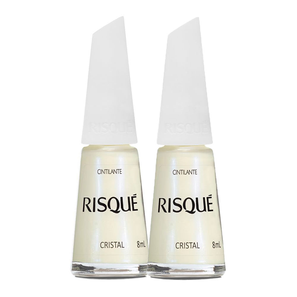 Kit 2 Esmalte Risqué Branco Cintilante Cristal 8ml em Oferta na Shopee