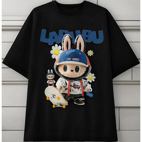 Camiseta 100% Algodão Estampada Labubu Tendencia Tic Tok Menino Menina Unissex