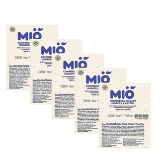 Kit 5 Compressa de Gaze Mió Hidrófila Estéril 7,5cm x 7,5cm com 10 Unidades em Oferta na Shopee