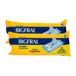 Kit 2 Lenço Umedecido Bigfral Adulto 40 Unidades em Oferta na Shopee