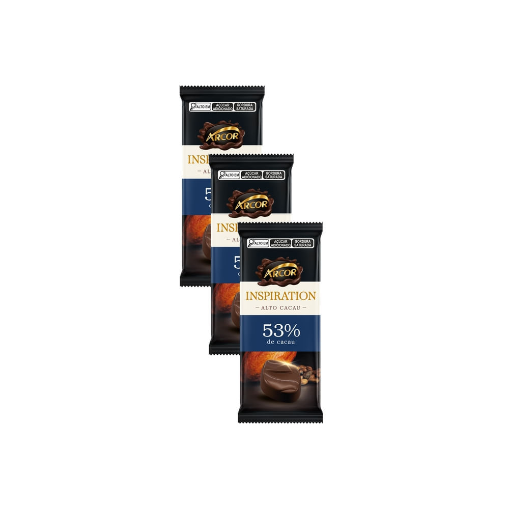 Kit 3 Chocolate Arcor Amargo 53% 80g