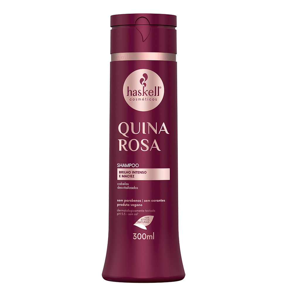 Shampoo Quina Rosa 300ml Haskell | Revitalização suave para cabelos opacos e sem vida em Oferta na Shopee