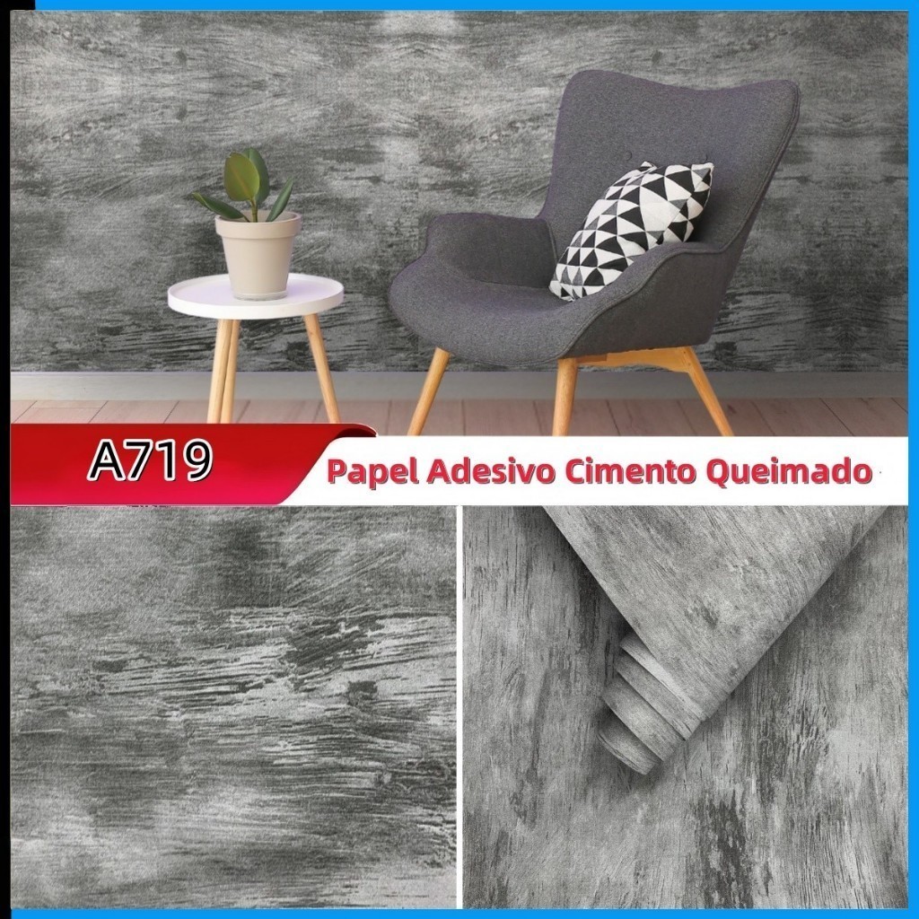20 Metros de Papel Adesivo Cimento Queimado para Decoração, Sala, Quarto, Escritório em Oferta na Shopee