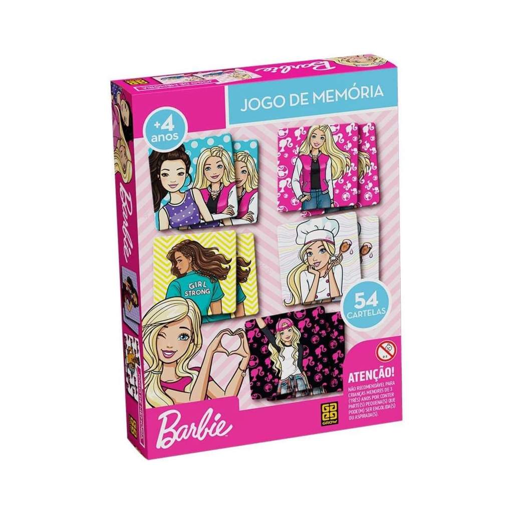 Jogo da Memória Barbie c/ 27 pares de Cartelas +4 Anos Grow - 04171 em Oferta na Shopee
