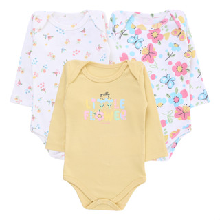 Kit Body Bebê Kiko Baby Manga Longa Estampa Flores 03 Peças em Oferta na Shopee