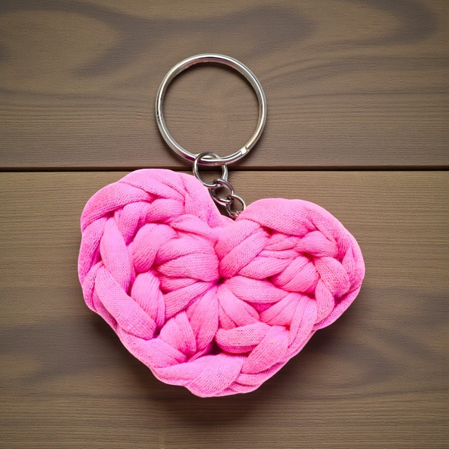 Chaveiro Coração Croche - Rosa - 5,5x5cm - 1 unidade - Rizzo