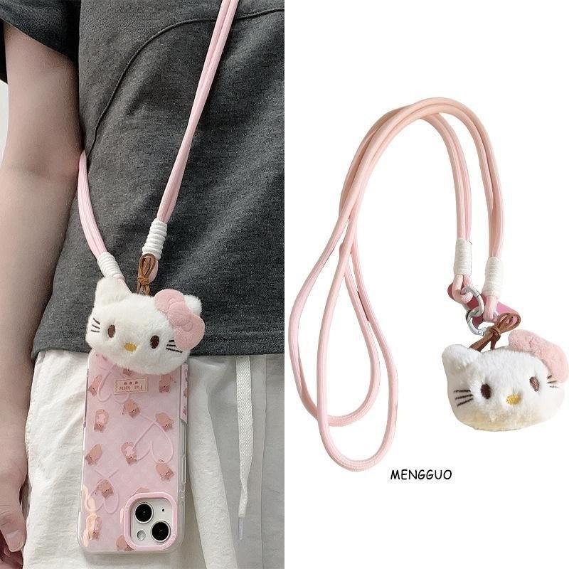 Cordão Pendente Sanrio Hello Kitty para Celular, Corda Longa Diagonal para Pendurar no Pescoço, Ombro, Câmera
