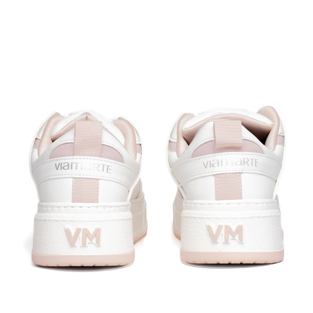 Detalhes do Tênis Feminino Via Marte Napa Soft Rosa Claro/Branco