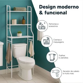 Prateleira De Banheiro Sem Furo Estante Rack Suporte Organizador Lavanderia Branco em Oferta na Shopee