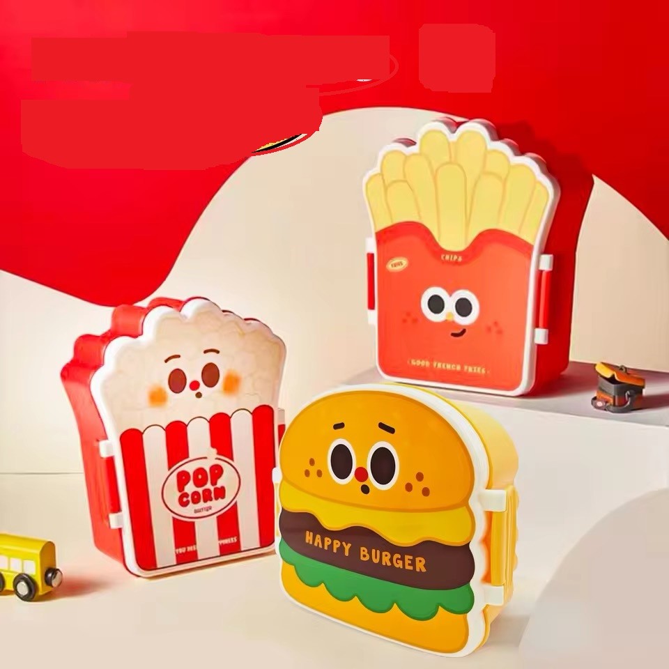 Lancheira Marmita Pote Fastfood em formato Hamburguer Batata frita e Pipoca