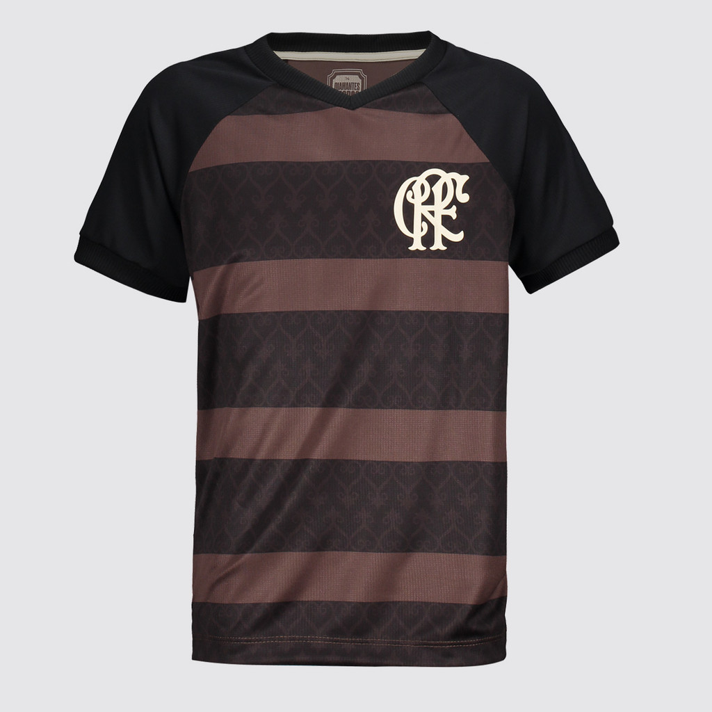 Camisa Flamengo Consciência Negra Diamante Infantil Preta e Marrom
