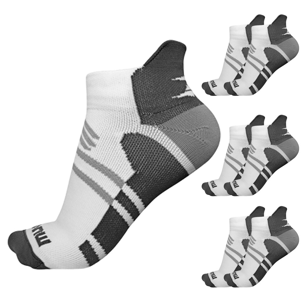 KIT Meia de Compressão Esportiva Muvin Arrow Cano Curto CinzaUnissex Tamanho 34–39 para Corrida Caminhada Ciclismo Clone