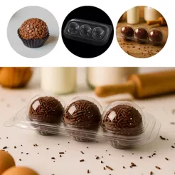 100 EMBALAGEM BLISTER PARA 3 DOCES E BRIGADEIROS BWB 14152 (CHOCO)
